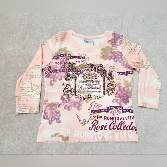 Nicole Miller WINE 100% Cotton 3/4 Sleeve Shirt Top Womans Size Medium  Winery - Picture 4 of 11